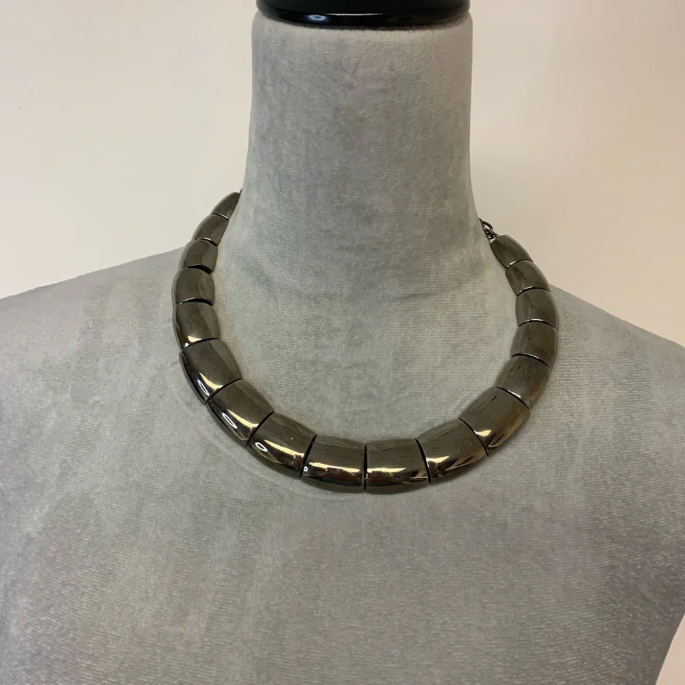 Necklace set with pierced earrings silver tone edgy choker grunge goth